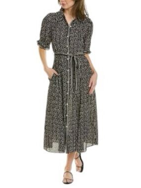 Max Studio Black Printed Maxi Shirt Dress